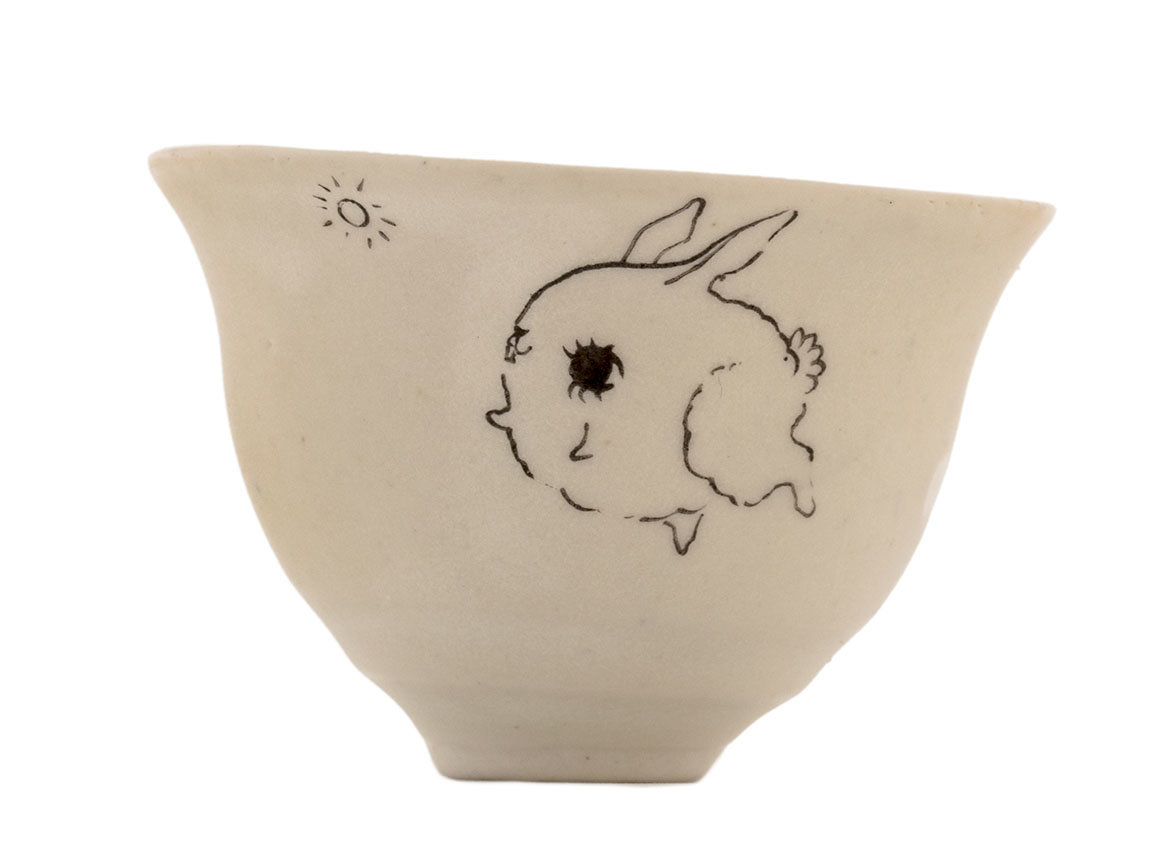 Cup handmade Moychay # 42242, 'Sunny bunny', series of 'Sunny bunnies', ceramic/hand painting, 74 ml.
