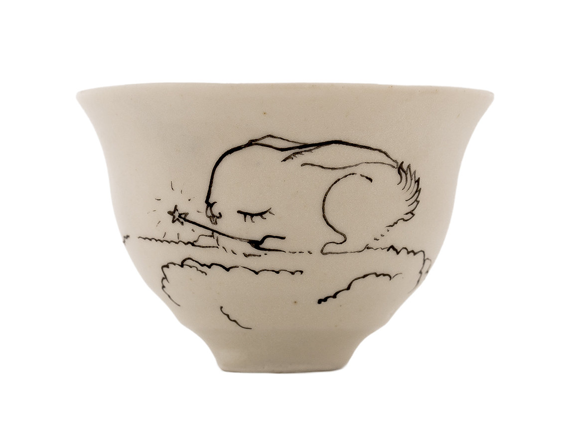 Cup handmade Moychay # 42245, 'Magician', series of 'Sunny bunnies', ceramic/hand painting, 4 ml.
