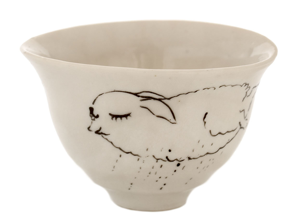 Cup handmade Moychay # 42247, 'Storm cloud', series of 'Sunny bunnies', ceramic/hand painting, 74 ml.