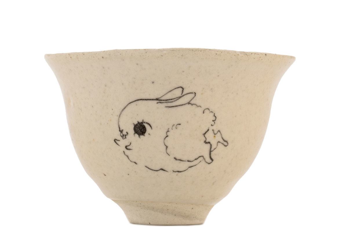 Cup handmade Moychay # 42248, 'Fuzzies', series of 'Sunny bunnies', ceramic/hand painting, 74 ml.