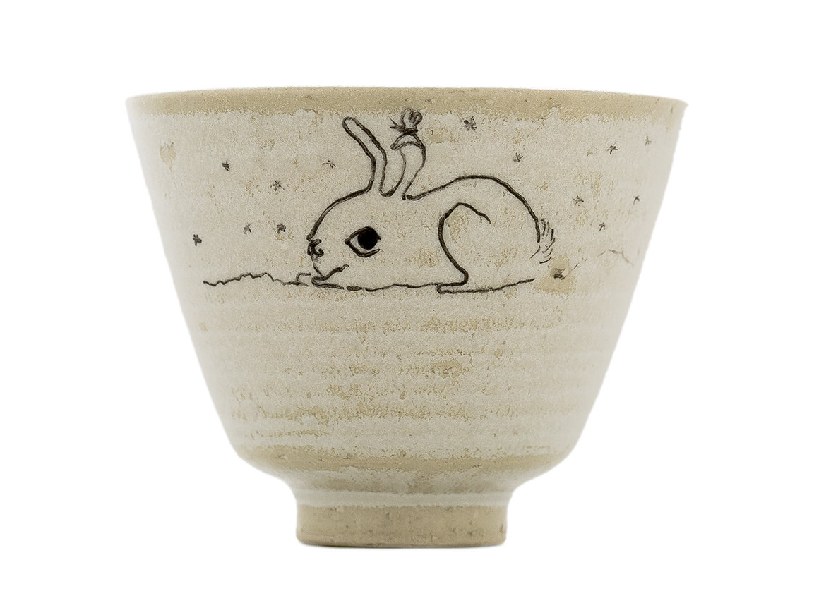 Cup handmade Moychay # 42251, 'Guess what', series of 'Sunny bunnies', ceramic/hand painting, 55 ml.