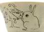 Cup handmade Moychay # 42253, 'Balloons', series of 'Sunny bunnies', ceramic/hand painting, 58 ml.