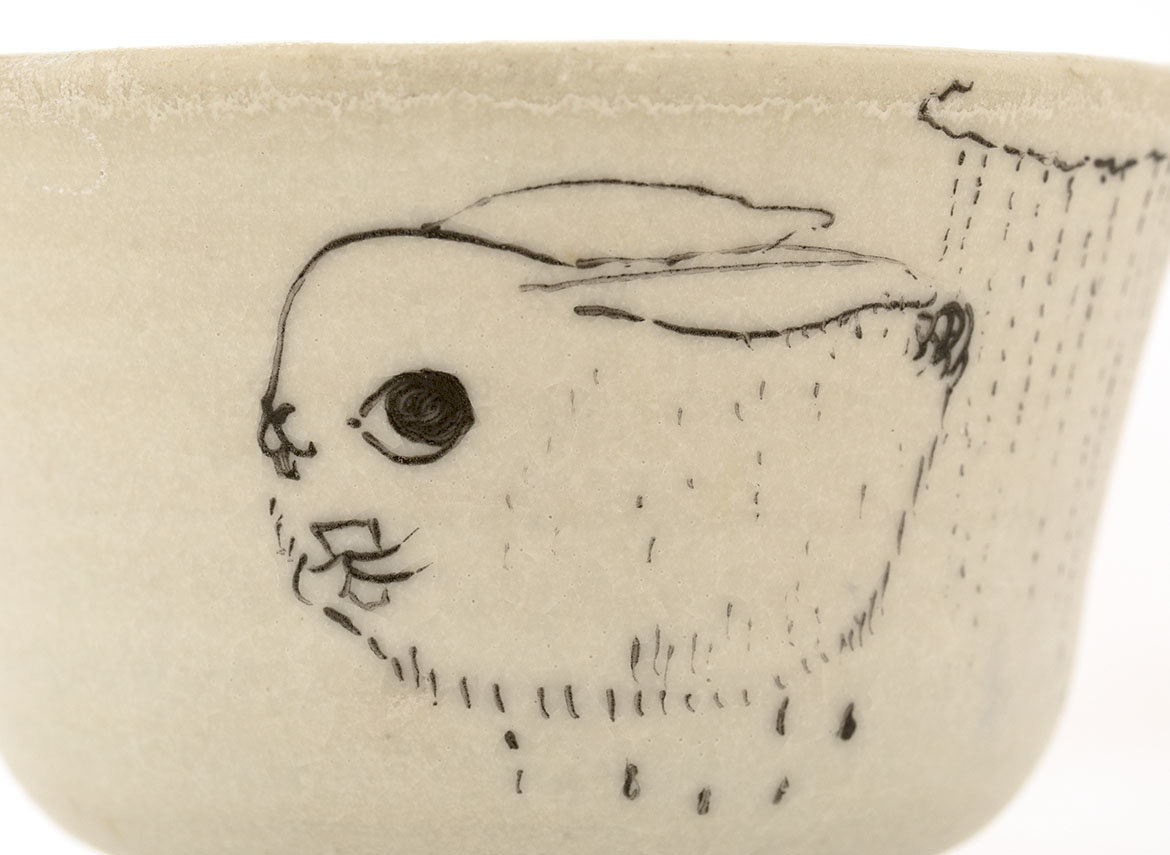 Cup handmade Moychay # 42260, 'A letter from my beloved', series of 'Sunny bunnies', ceramic/hand painting, 83 ml.
