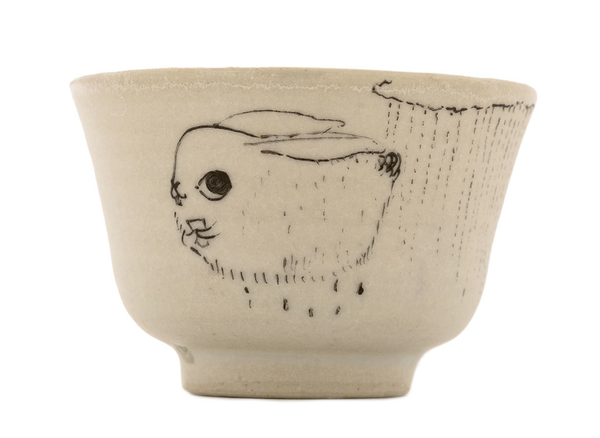 Cup handmade Moychay # 42260, 'A letter from my beloved', series of 'Sunny bunnies', ceramic/hand painting, 83 ml.