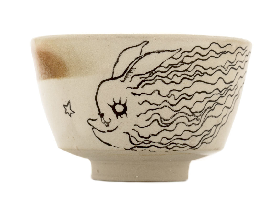 Cup handmade Moychay # 42261, 'Bunny Ghost', series of 'Sunny bunnies', ceramic/hand painting, 47 ml.