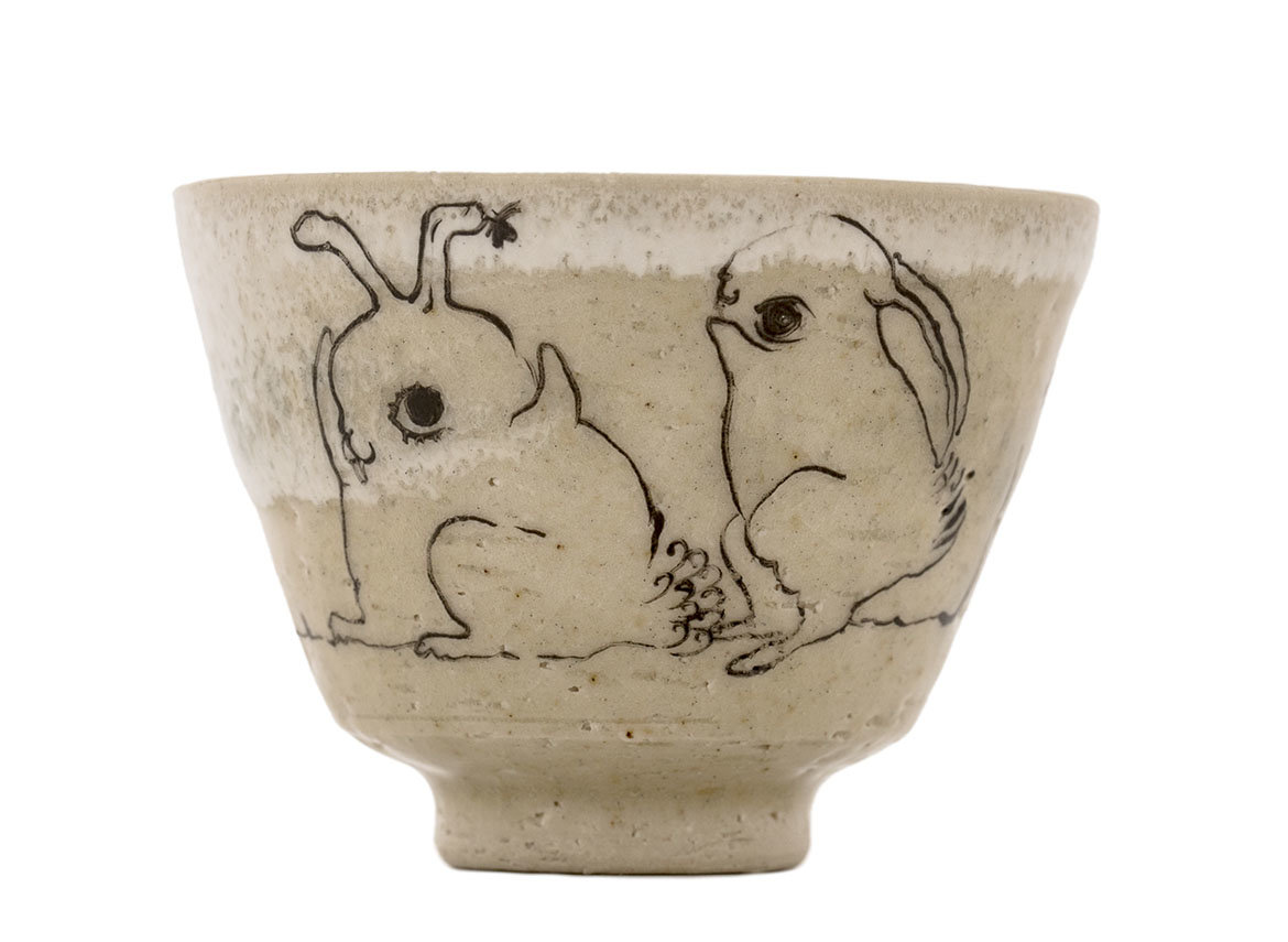Cup handmade Moychay # 42267, 'Oh, butterfly!', series of 'Sunny bunnies', ceramic/hand painting, 47 ml.