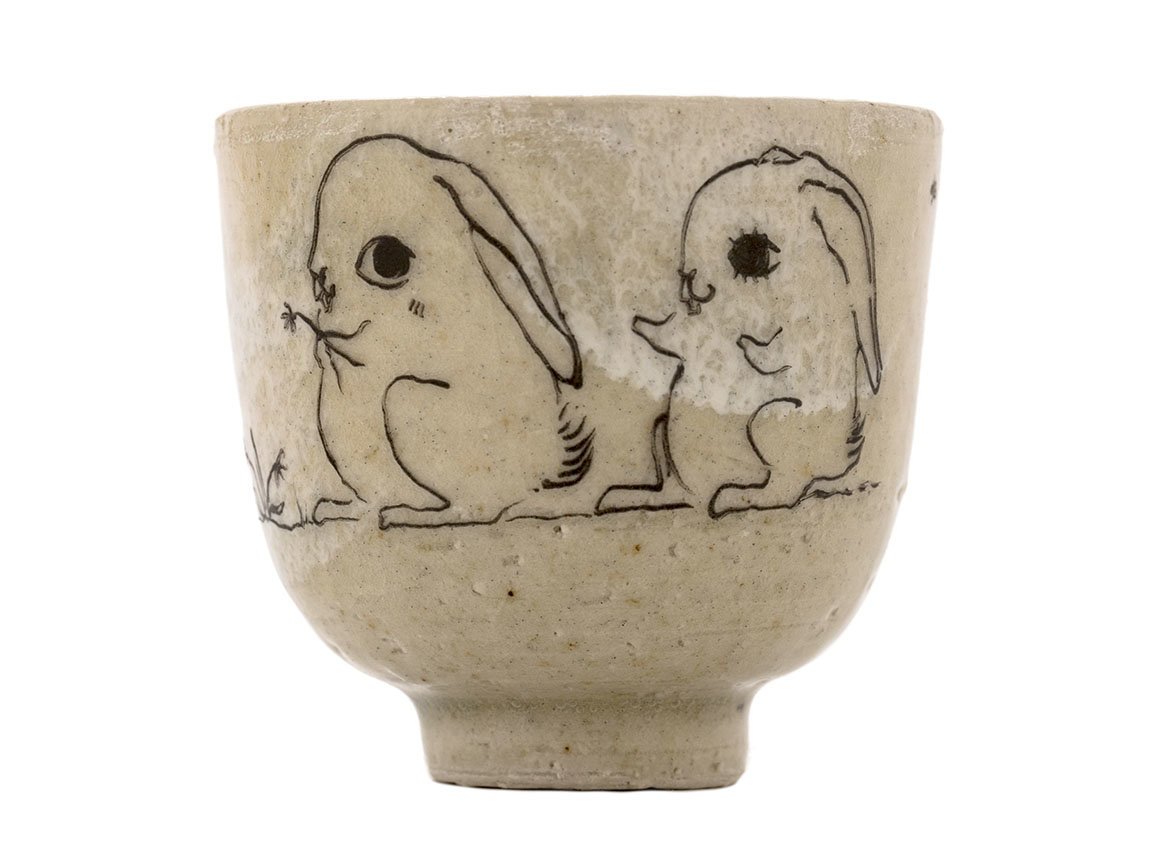 Cup handmade Moychay # 42270, 'Gift', series of 'Sunny bunnies', ceramic/hand painting, 54 ml.