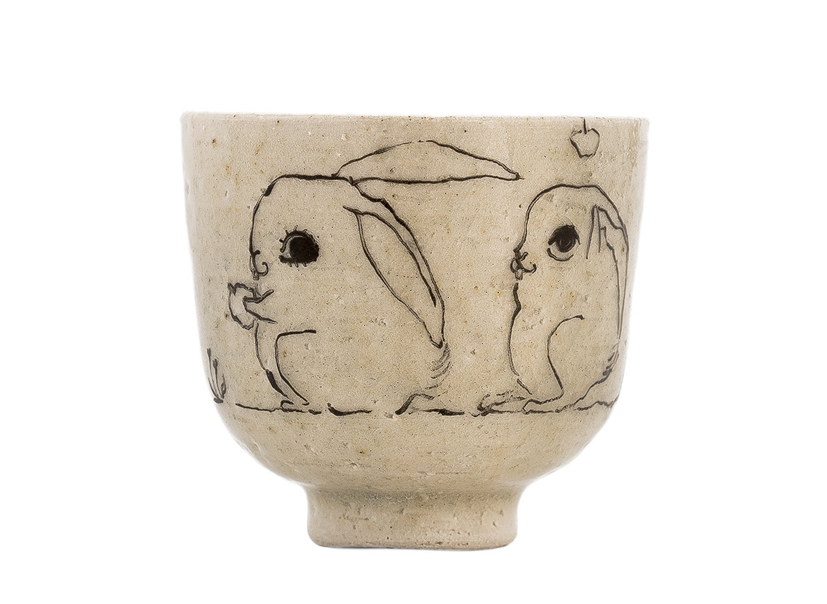 Cup handmade Moychay # 42271, 'Yummy', series of 'Sunny bunnies', ceramic/hand painting, 37 ml.