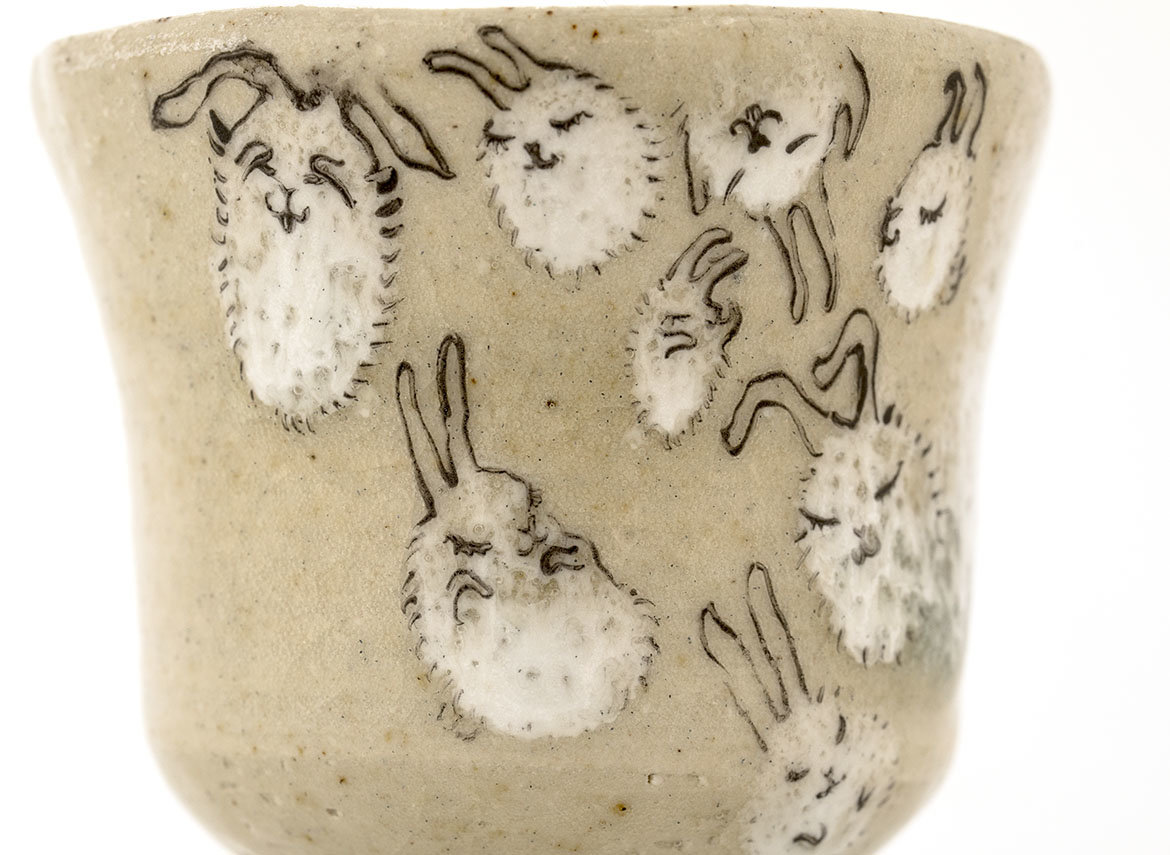Cup handmade Moychay # 42275, 'A second before sleep', series of 'Sunny bunnies', ceramic/hand painting, 57 ml.