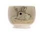 Cup handmade Moychay # 42280, 'Ash flies to the sky', series of 'Sunny bunnies', ceramic/hand painting, 46 ml.