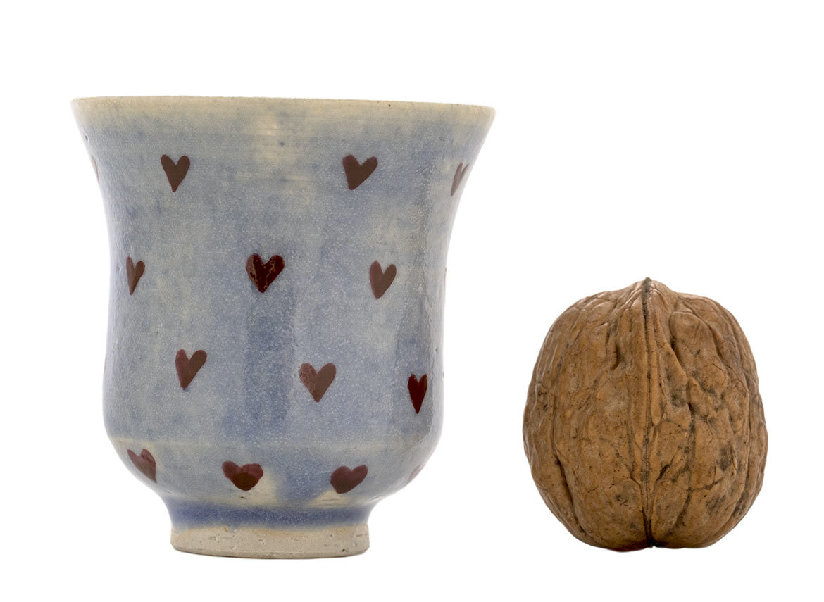 Cup handmade Moychay # 42305, Artistic image 'Hearts', ceramic/hand painting, 57 ml.