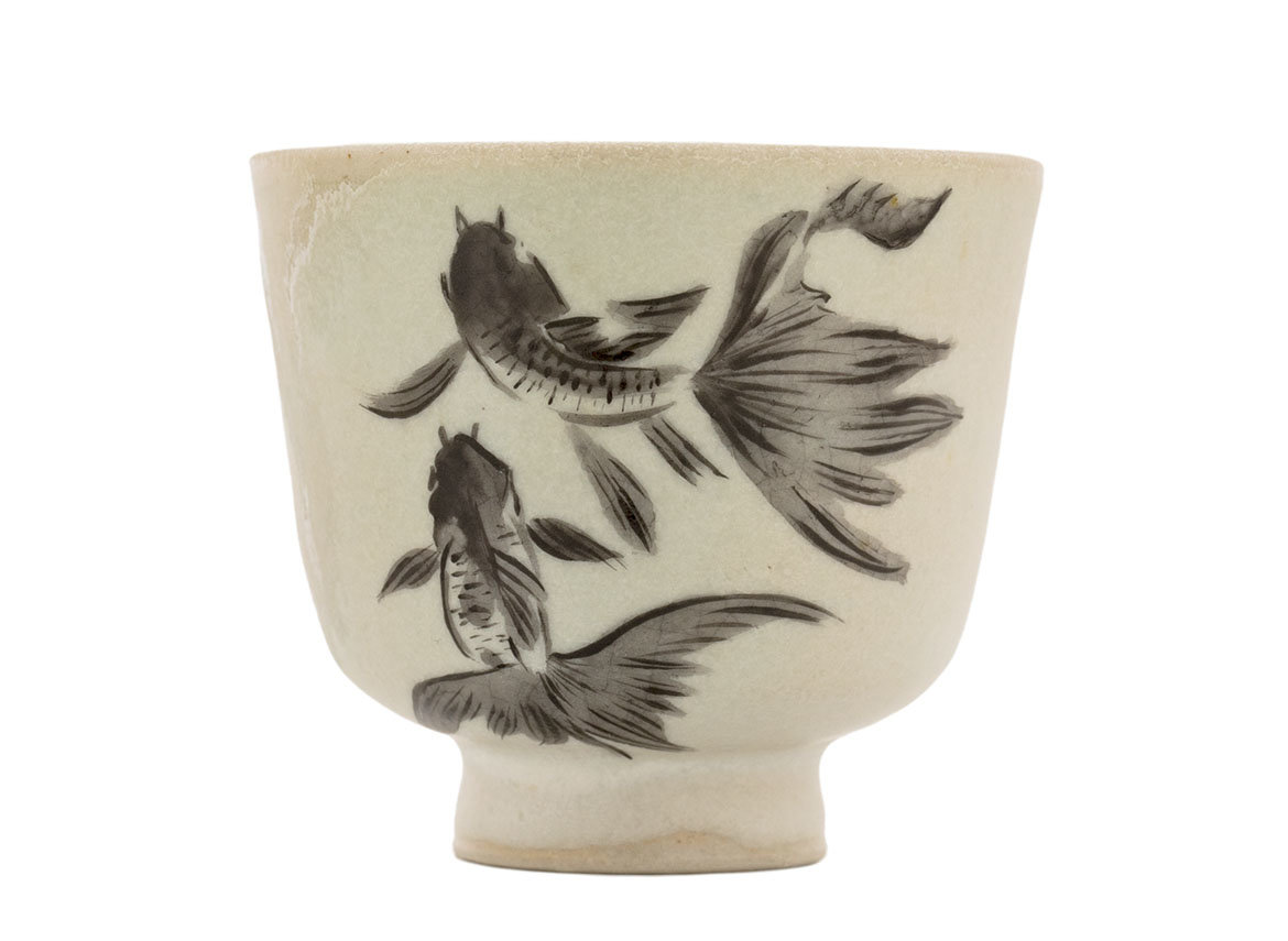 Cup handmade Moychay # 42306, Artistic image 'Fishes', ceramic/hand painting, 78 ml.