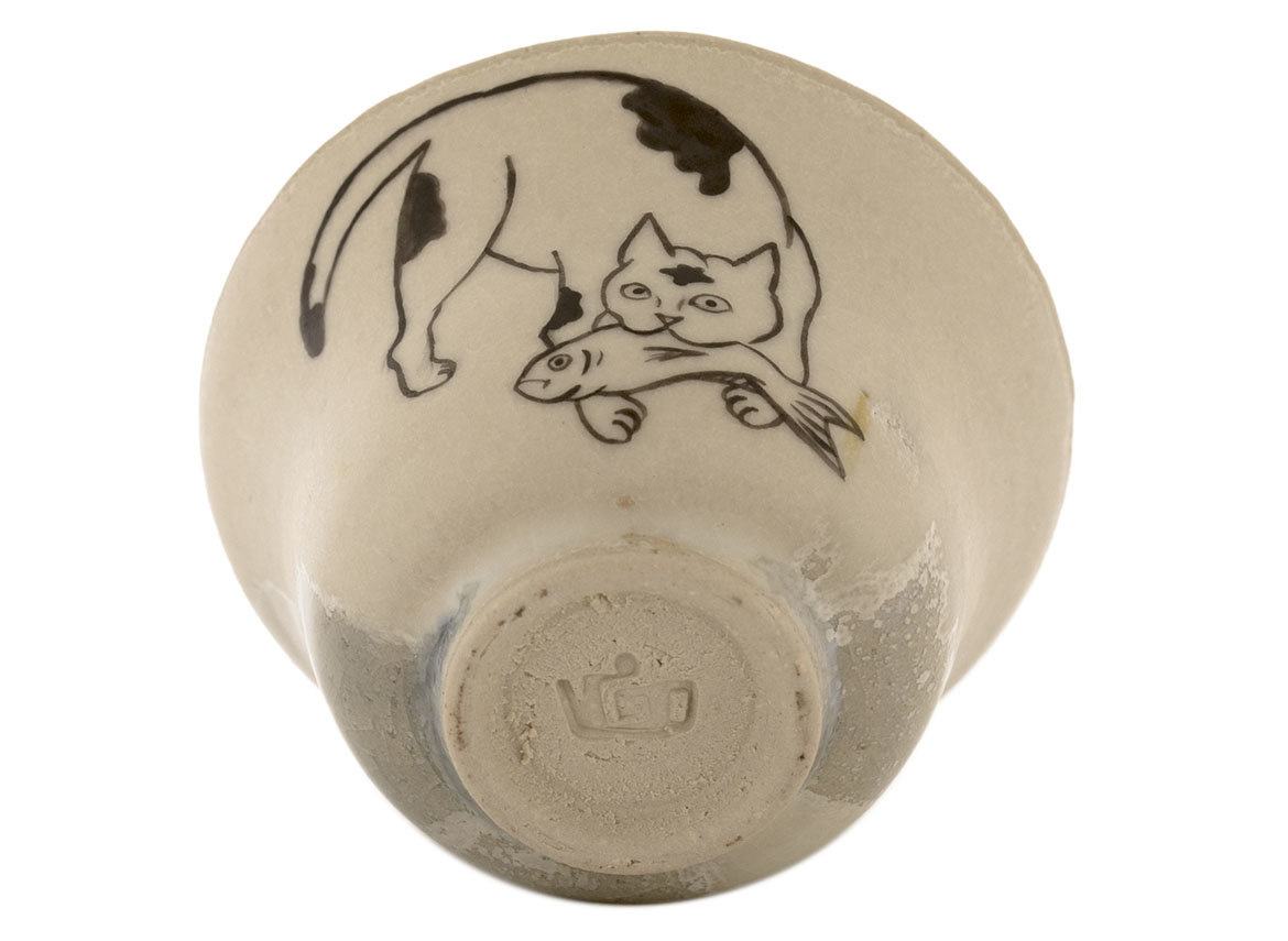 Cup handmade Moychay # 42309, Artistic image 'Furry predator', ceramic/hand painting, 62 ml.