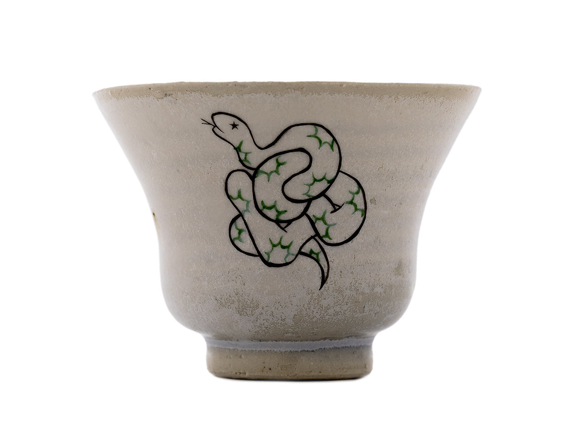 Cup handmade Moychay # 42314, Artistic image 'Predatory print', ceramic/hand painting, 48 ml.