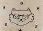 Пиала ручная работа Мойчай # 42316, Художественный образ "Кот в очках", керамика/ручная роспись, 40 мл.