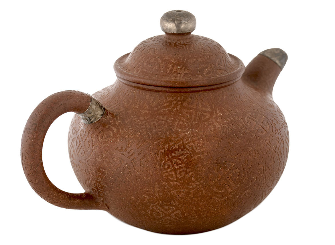 Teapot kintsugi, Fully handmade, silver wrapping # 42478, clay lao tzu ni, 297 ml.