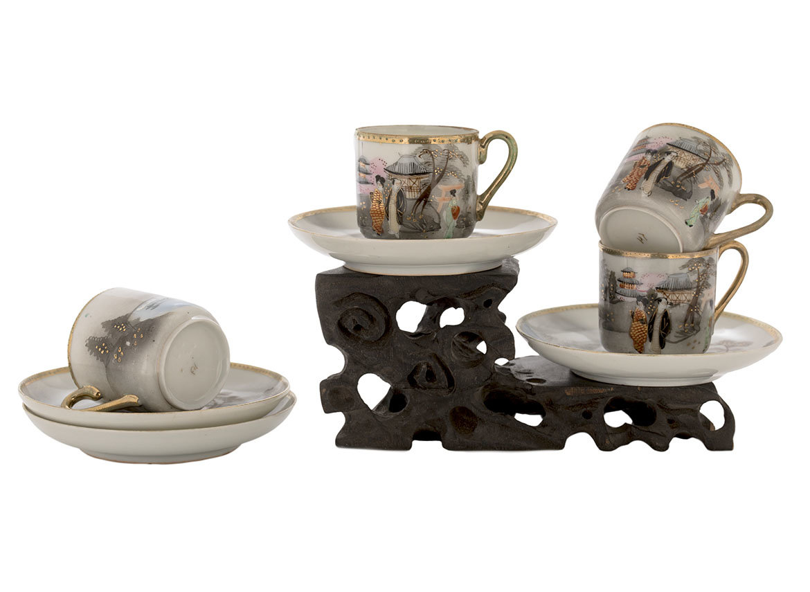 Набор посуды из 8 предметов # 42564, фарфор: четыре кофейные/чайные чашки по 64 мл с блюдцами