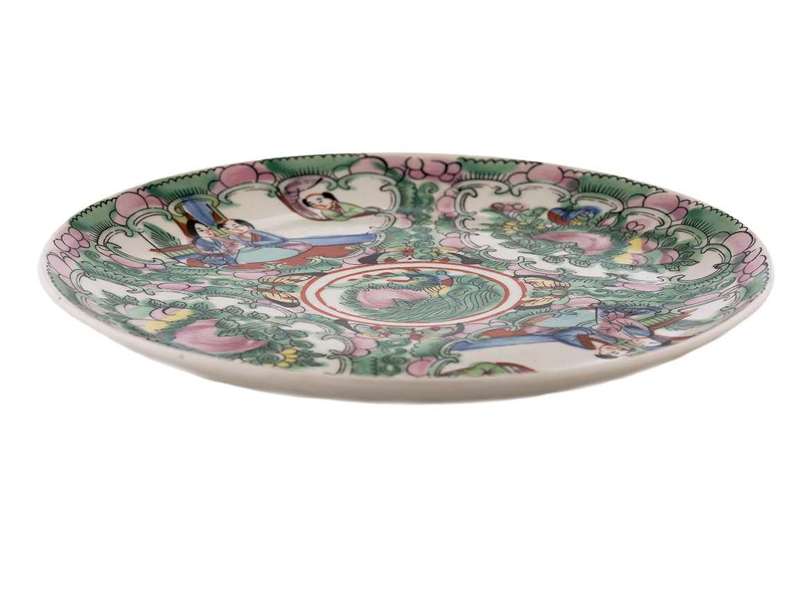 Блюдо для украшения чайного стола (чайная тарелка) винтаж, Китай # 42657, фарфор/ручная роспись
