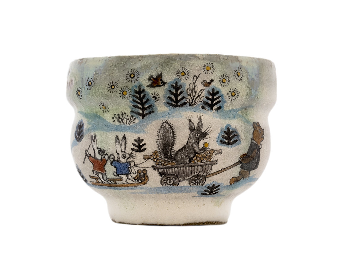 Cup handmade Moychay # 42936, Artistic image 'A cheerful family', ceramic/hand painting, 111 ml.