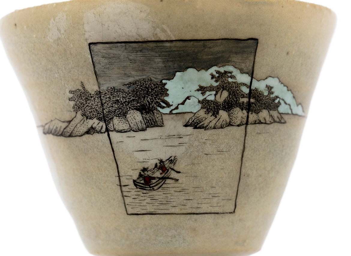 Пиала ручная работа Мойчай # 42951, Художественный образ "Катсурасима и Кастураяма", керамика/ручная роспись, 37 мл.