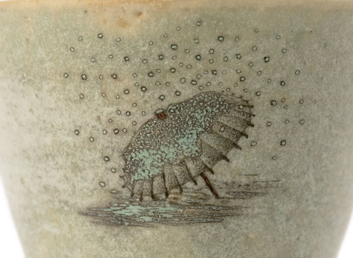 Пиала ручная работа Мойчай # 42953, Художественный образ "Забытый зонтик", керамика/ручная роспись, 42 мл.
