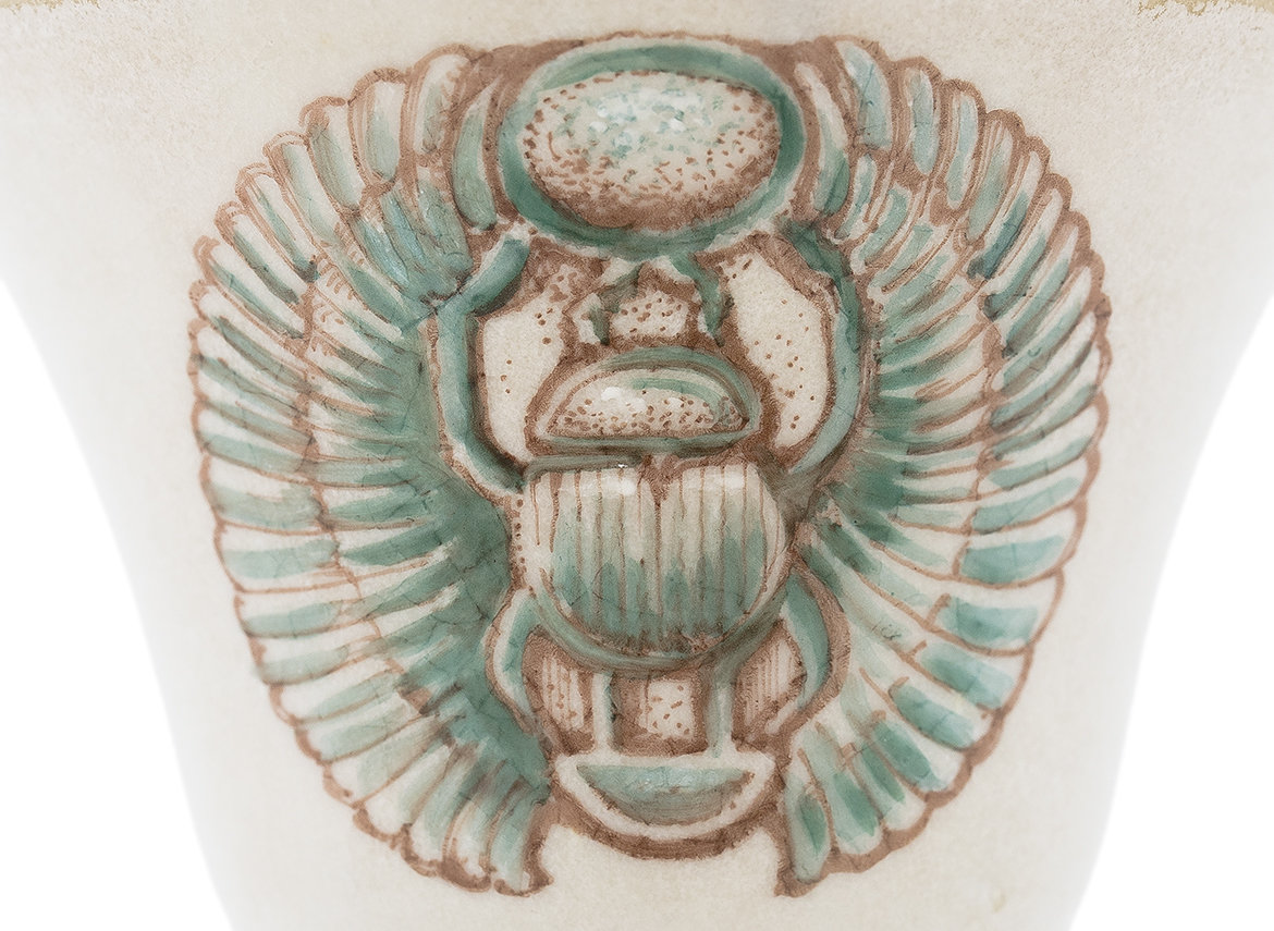 Пиала ручная работа Мойчай # 42956, Художественный образ "Скарабей", керамика/ручная роспись, 64 мл.