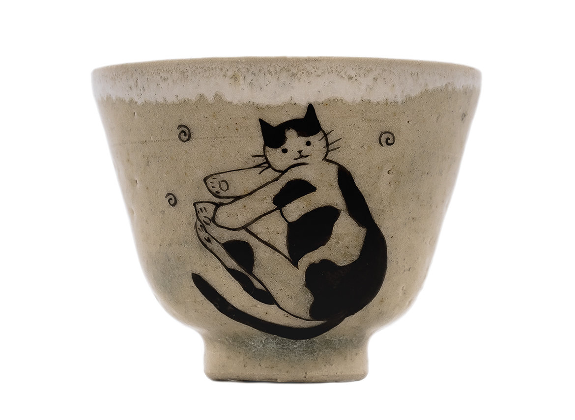 Cup handmade Moychay # 42960, Artistic image 'Warm cats', ceramic/hand painting, 59 ml.