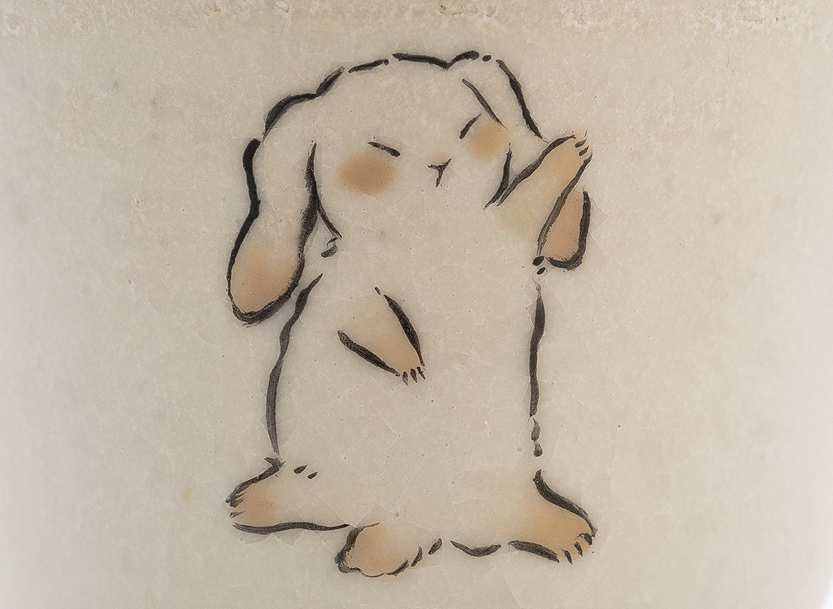 Пиала ручная работа Мойчай # 42982, керамика/ручная роспись, Художественный образ "Кролики", 54 мл.