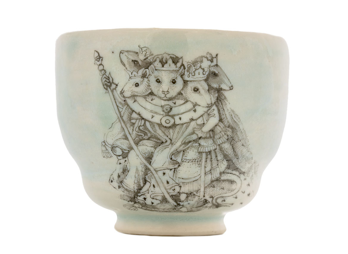 Cup handmade Moychay # 42986, ceramic/hand painting, Artistic image 'The Rat King', 145 ml.