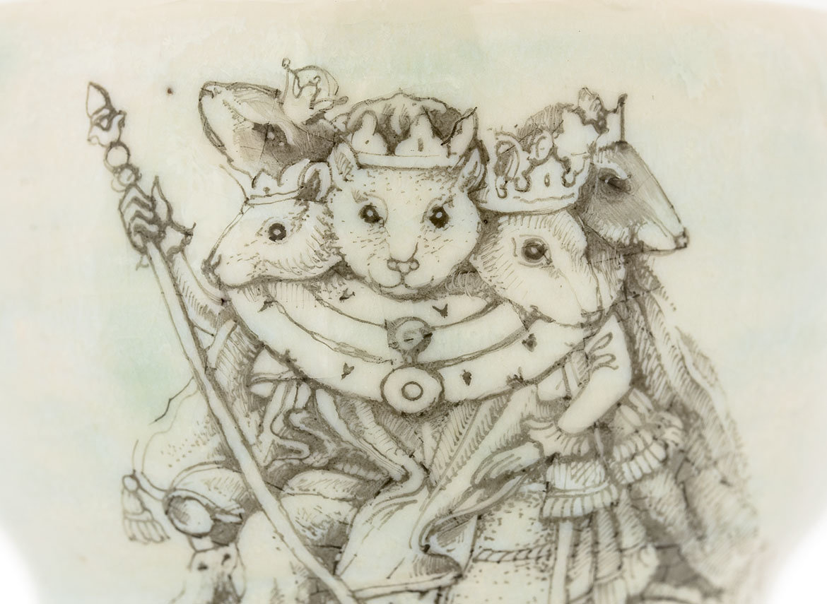 Пиала ручная работа Мойчай # 42986, керамика/ручная роспись, Художественный образ "Крысиный король", 145 мл.