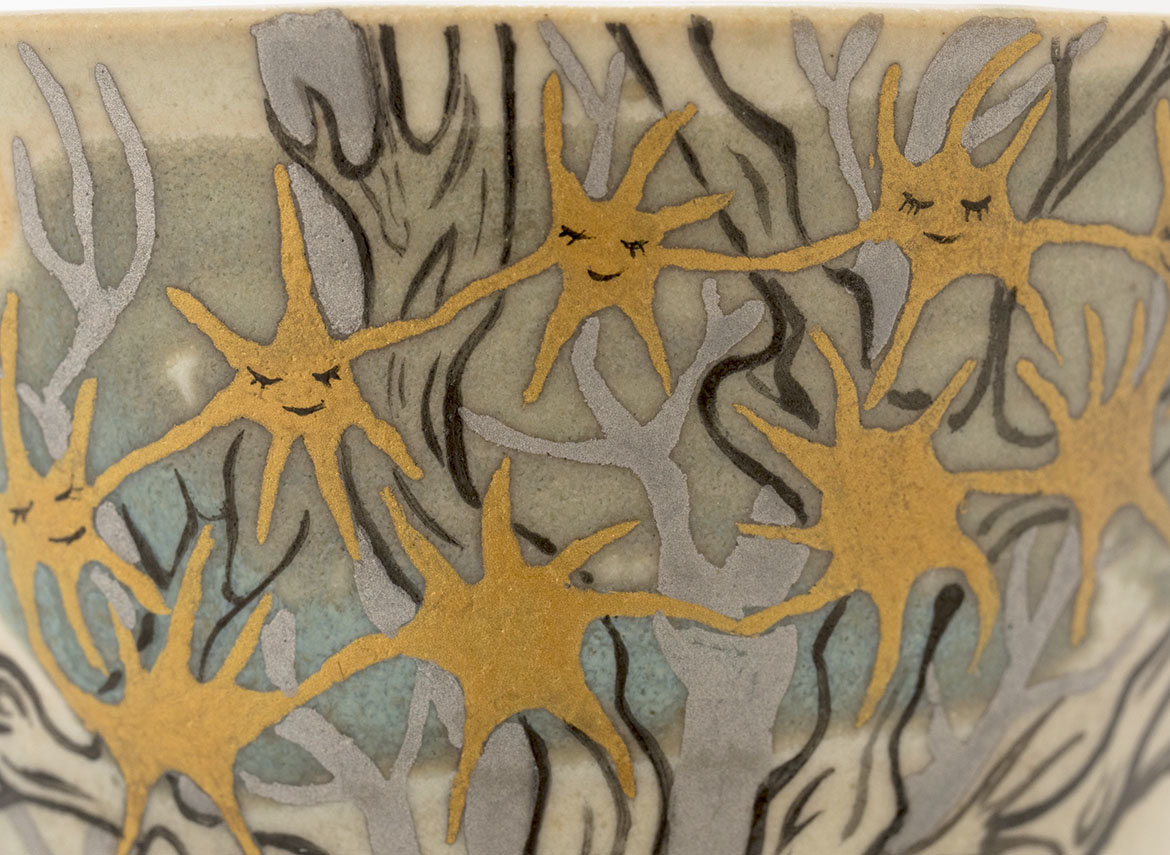 Пиала ручная работа Мойчай # 43002, Художественный образ "Звёздный хоровод 2", керамика/ручная роспись, 87 мл.