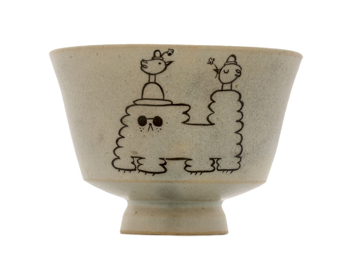 Cup handmade Moychay # 43007, Artistic image 'Glasses-cat 1', ceramic/hand painting, 82 ml.