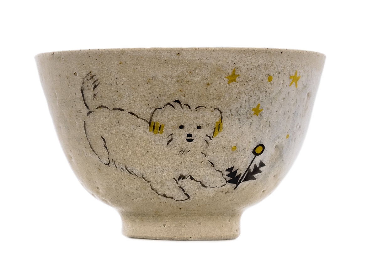 Cup handmade Moychay # 43010, Artistic image 'Doggies', ceramic/hand painting, 54 ml.