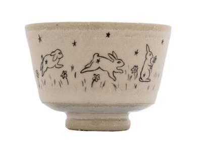 Пиала ручная работа Мойчай # 43023, Художественный образ "Кролики 1", керамика/ручная роспись, 66 мл.