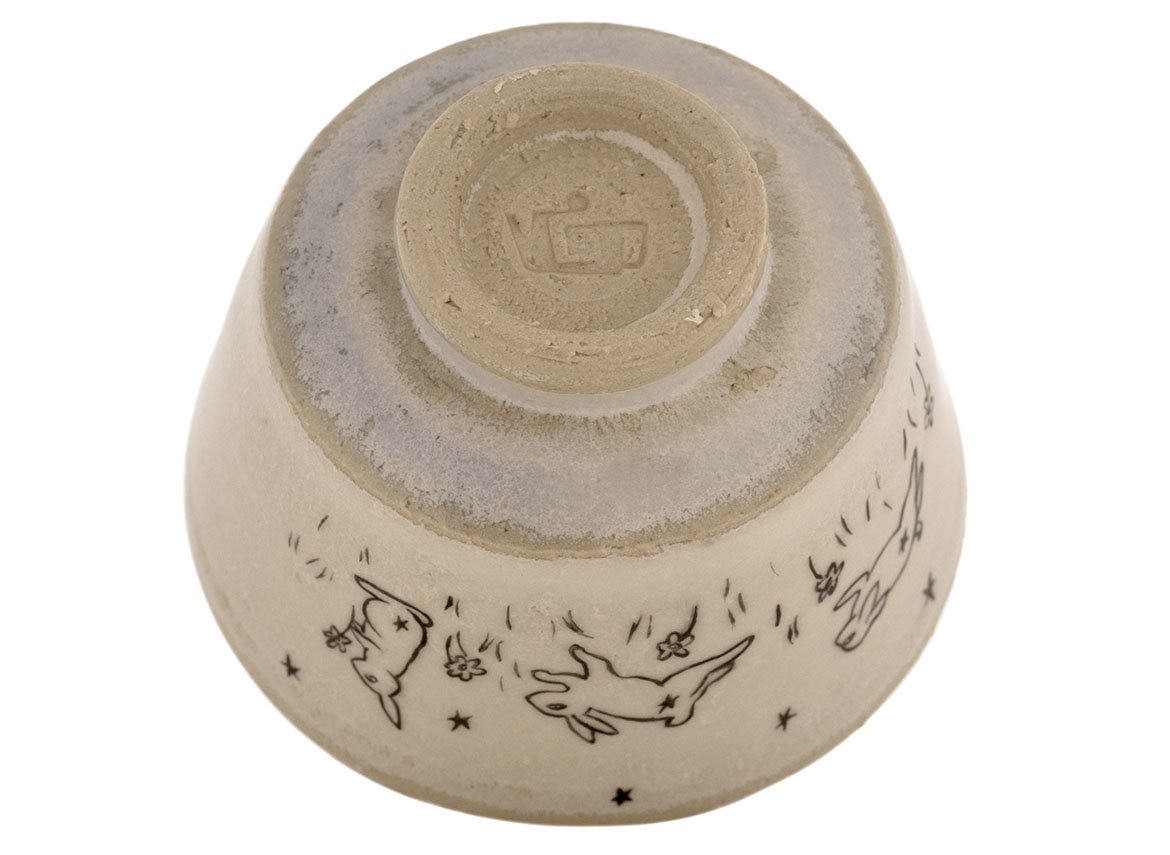 Пиала ручная работа Мойчай # 43023, Художественный образ "Кролики 1", керамика/ручная роспись, 66 мл.