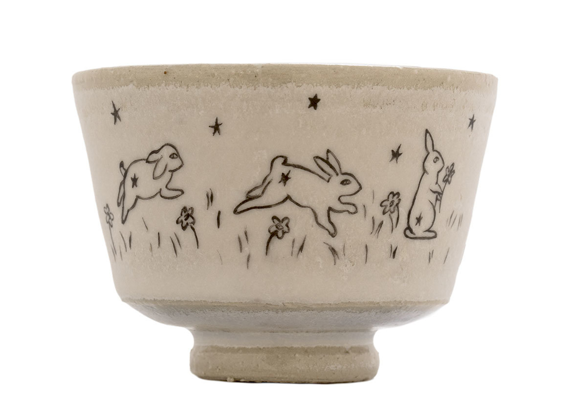 Пиала ручная работа Мойчай # 43023, Художественный образ "Кролики 1", керамика/ручная роспись, 66 мл.