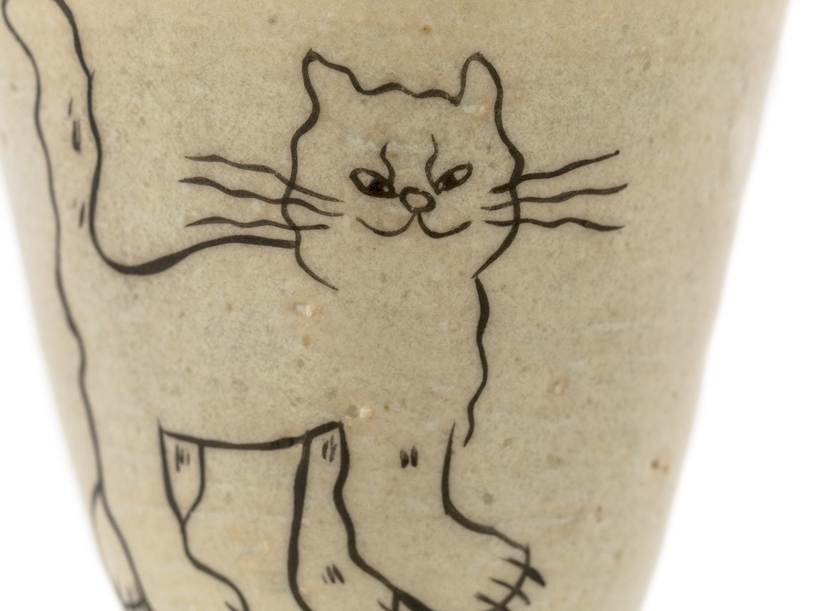 Пиала ручная работа Мойчай # 43033, Художественный образ "Уличные коты", керамика/ручная роспись, 50 мл.