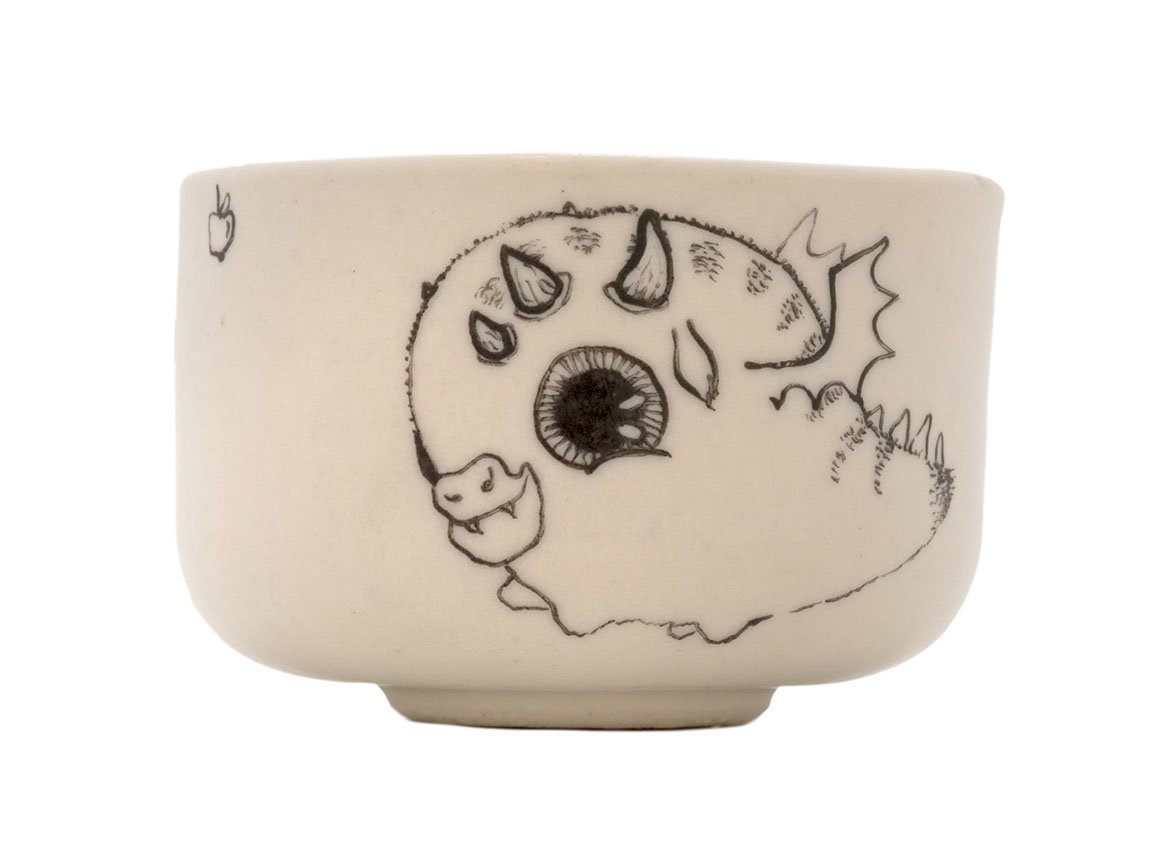 Cup handmade Moychay # 43076, series of 'Dragons love to eat apples', ceramic/hand painting, 55 ml.