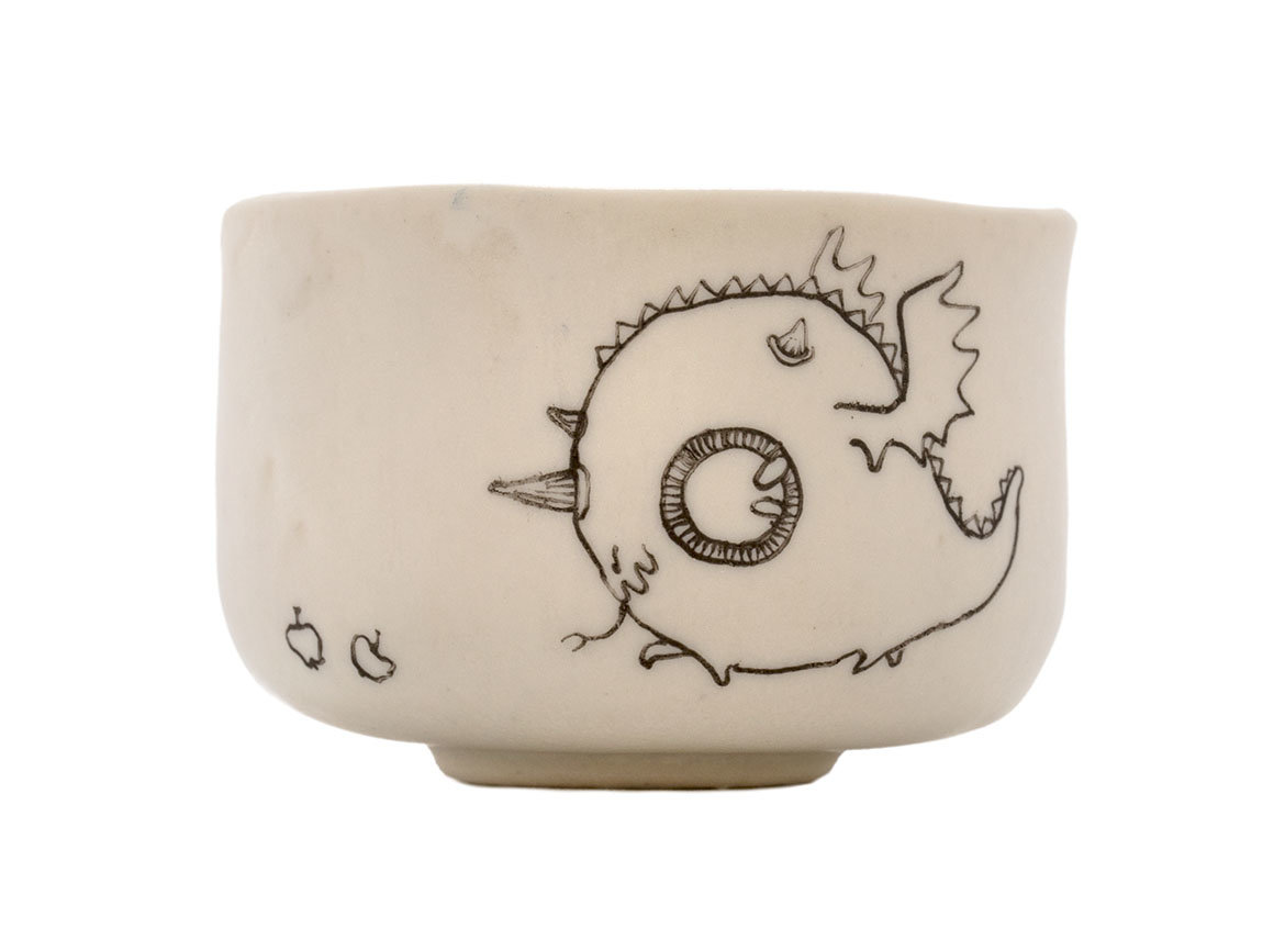 Cup handmade Moychay # 43079, series of 'Dragons love to eat apples', ceramic/hand painting, 55 ml.