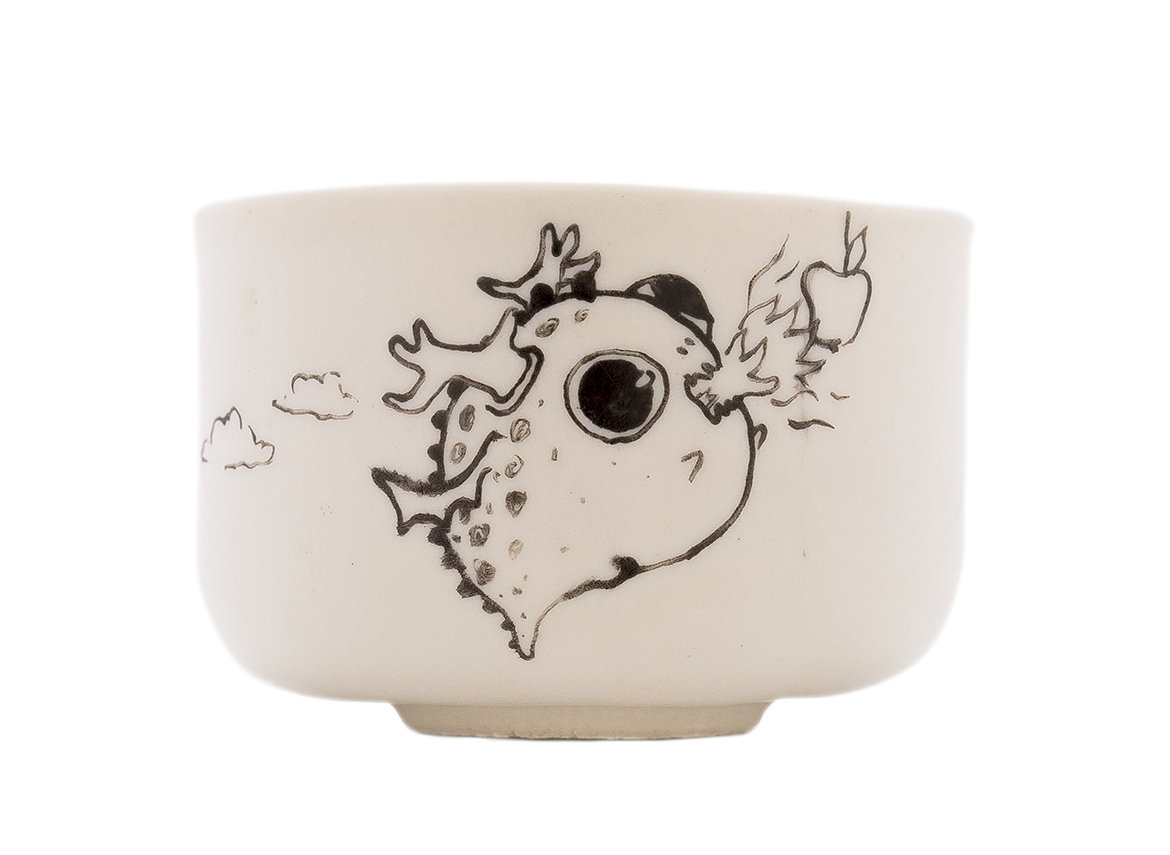 Cup handmade Moychay # 43080, series of 'Dragons love to eat apples', ceramic/hand painting, 55 ml.