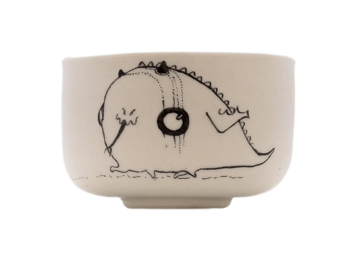 Cup handmade Moychay # 43082, series of 'Dragons love to eat apples', ceramic/hand painting, 55 ml.