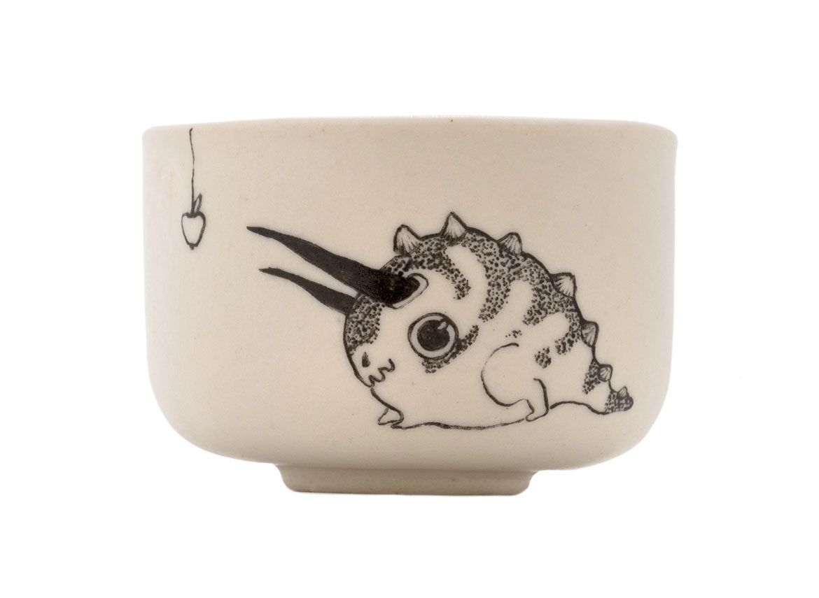 Cup handmade Moychay # 43090, series of 'Dragons love to eat apples', ceramic/hand painting, 55 ml.