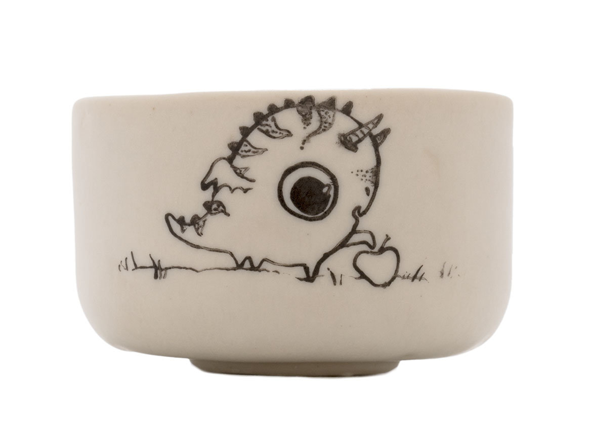 Cup handmade Moychay # 43091, series of 'Dragons love to eat apples', ceramic/hand painting, 55 ml.