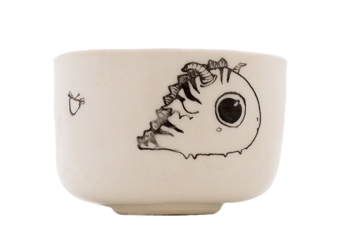 Cup handmade Moychay # 43096, series of 'Dragons love to eat apples', ceramic/hand painting, 55 ml.