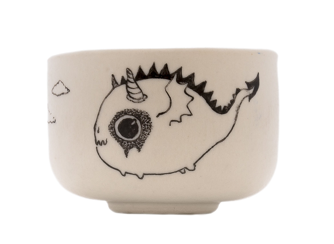 Cup handmade Moychay # 43105, series of 'Dragons love to eat apples', ceramic/hand painting, 55 ml.