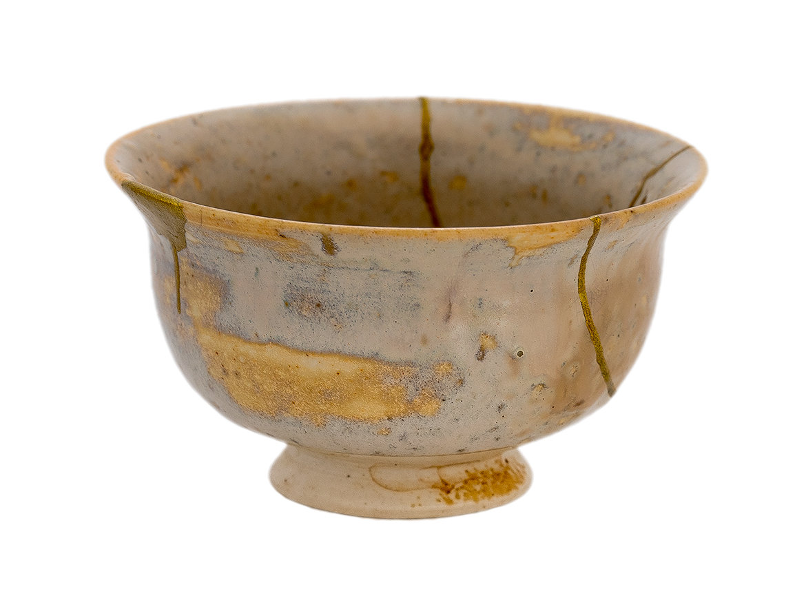 Cup kintsugi handmade Moychay # 43517, wood firing/porcelain, 85 ml.