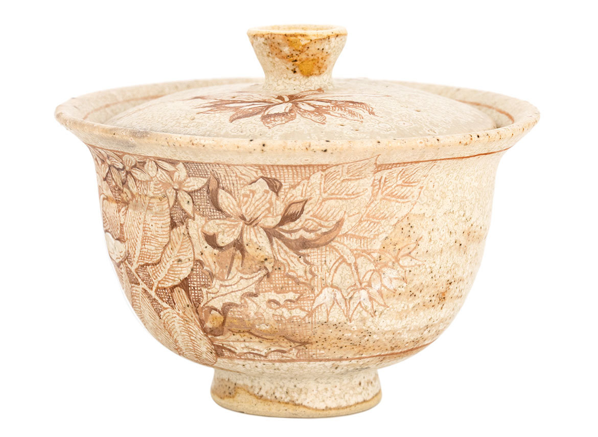 Gaiwan handmade Moychay 'Golden flowers' # 43832, ceramic/hand painting, 120 ml.