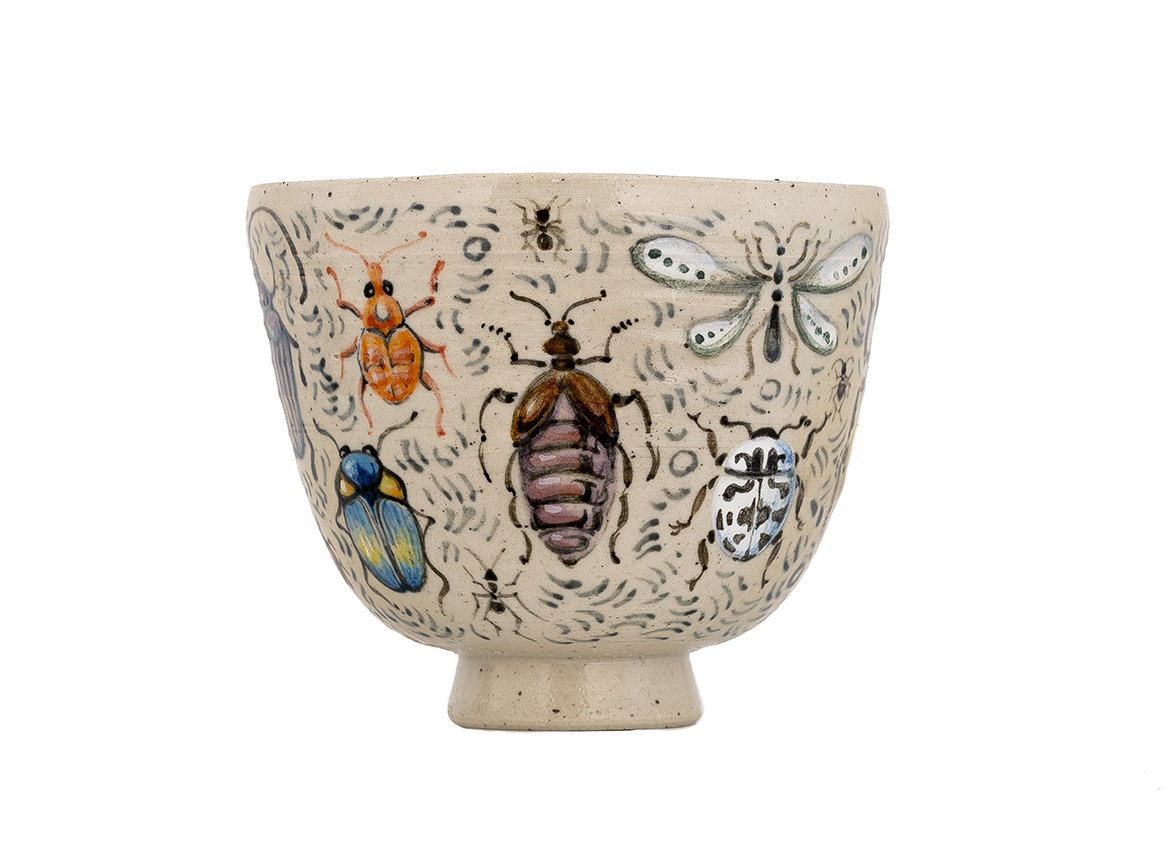 Cup handmade Moychay 'Bugs' # 43840, ceramic/hand painting, 120 ml.