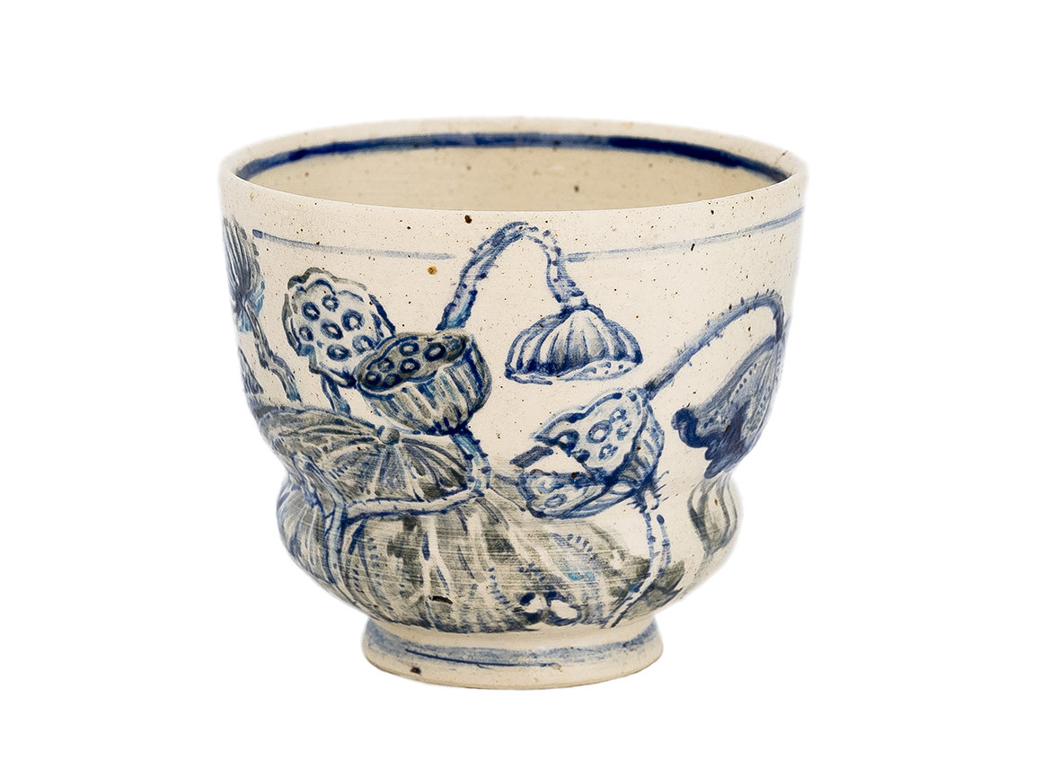 Cup handmade Moychay 'Lotuses' # 43845, ceramic/hand painting, 150 ml.