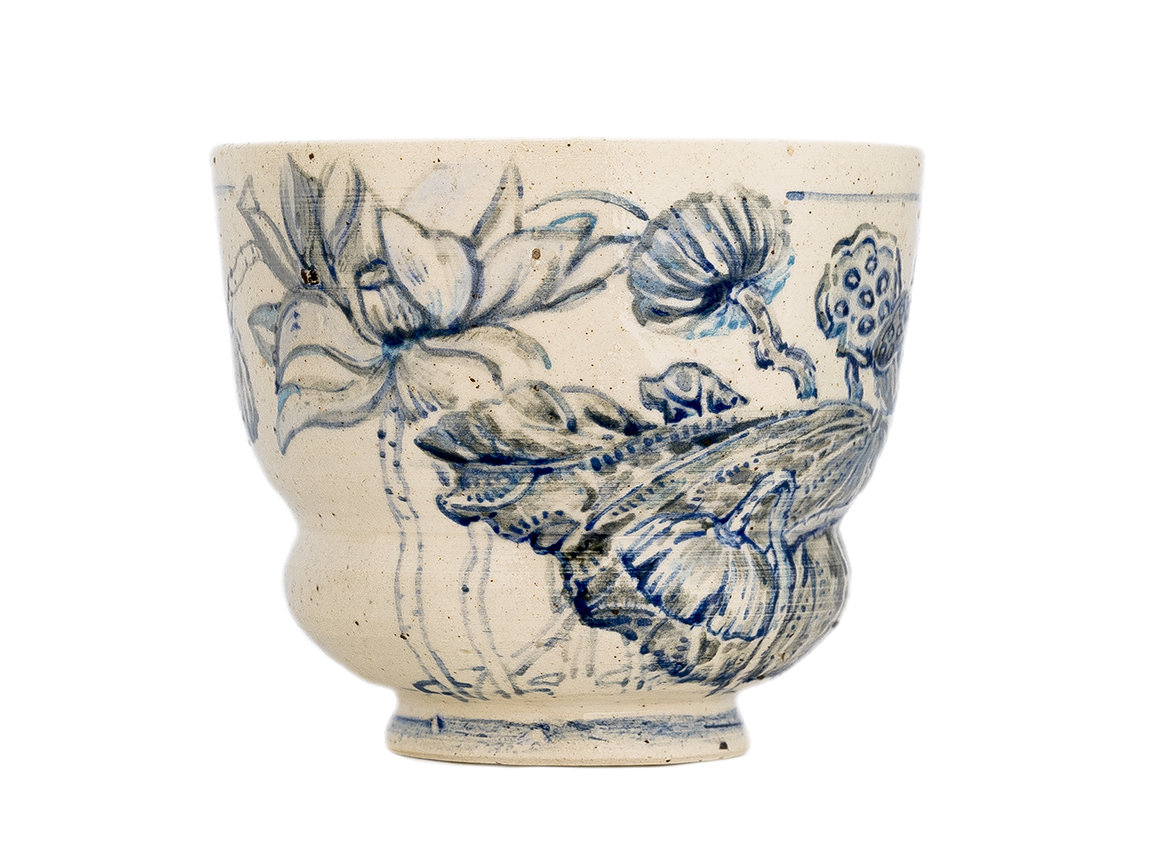 Cup handmade Moychay 'Lotuses' # 43845, ceramic/hand painting, 150 ml.